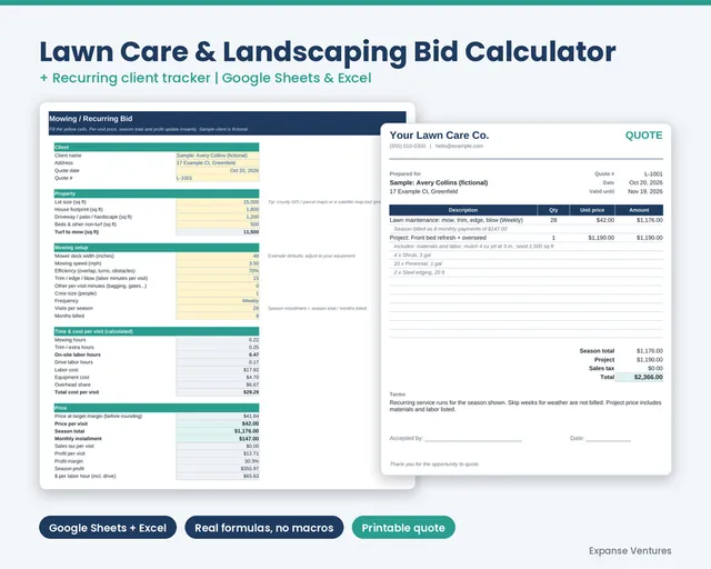 Lawn Care & Landscaping Bid Calculator