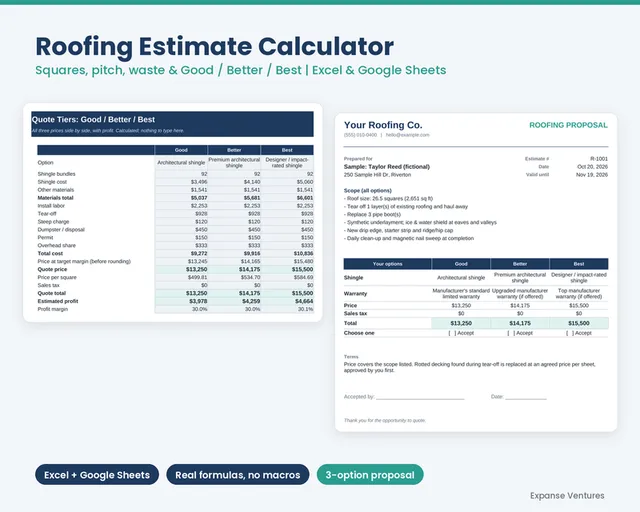 Roofing Estimate Calculator